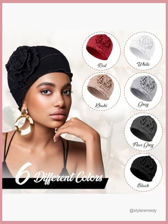 6 Pack Cotton Chemo Turban Beanie for Women Soft Head Scarf Hair Loss Cap main image 5